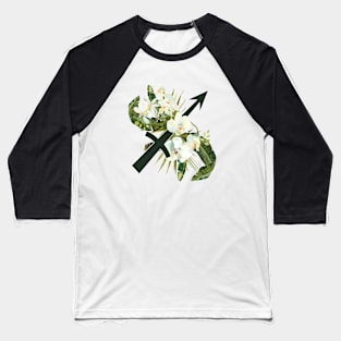 Sagittarius Horoscope Zodiac White Orchid Design Baseball T-Shirt